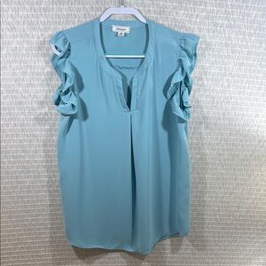 Zara Women's Blue Ruffle Sleeve Top